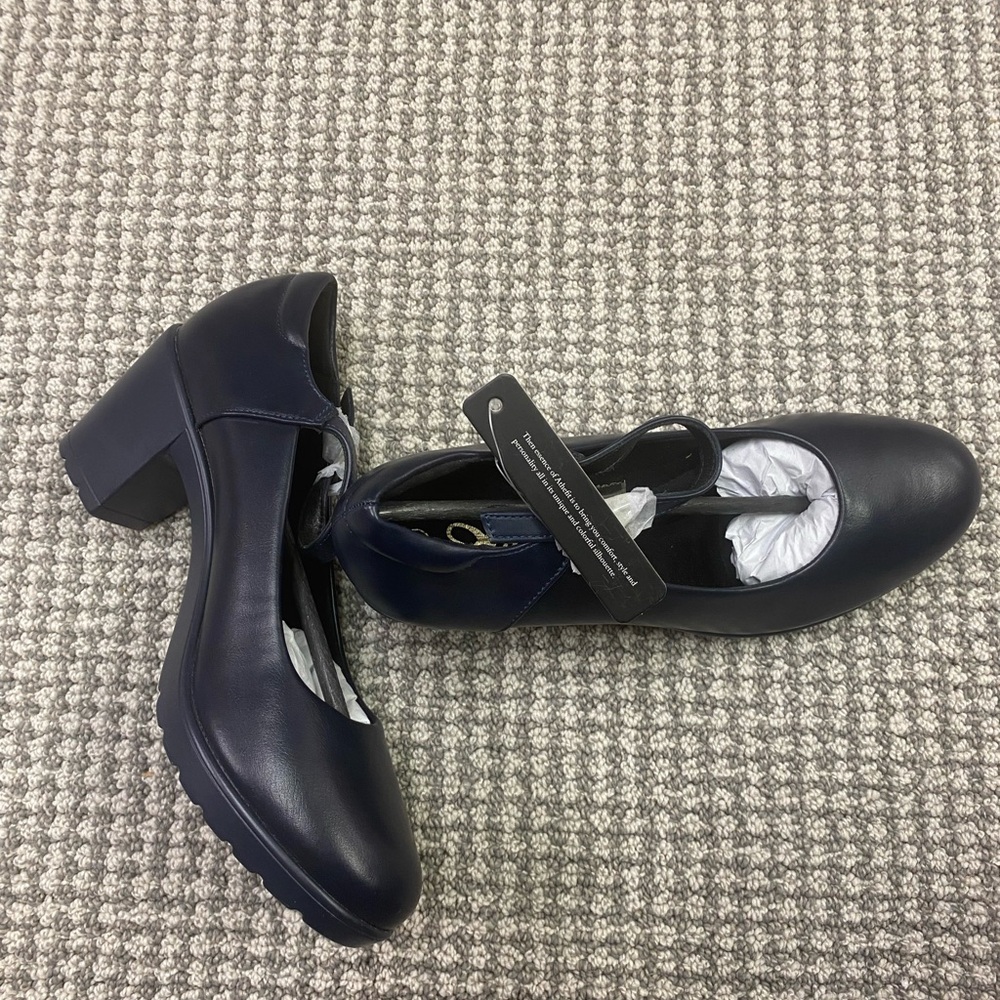 Nwt athlefit Navy Mary Jane Block Heel Pumps - Women's - Picture 6 of 6
